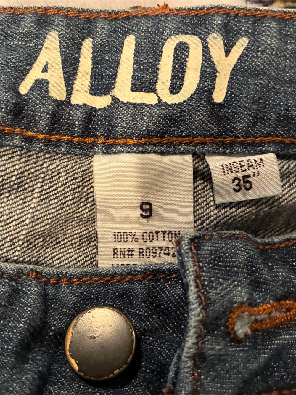 ALLOY women’s Dark Blue Denim Slim Jeans with Contrast Stitching distressed